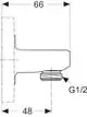 Wandanschlussbogen aus Chrom, geeignet für die Installation von Ideal Standard Produkten. Das Design zeigt eine einfache Verbindung mit integrierter Gewindebefestigung.
